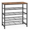 5-Tier Industrial Shoe Rack with Wooden Top & Metal Shelves — Holds 16 Pairs, Entryway Organizer (Rustic Brown, 28.3" Wide)