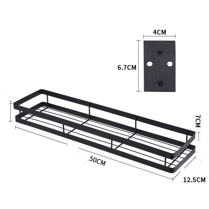 Wall-Mounted Spice Rack | Punch-Free Carbon Steel Kitchen Organizer (20–50cm)