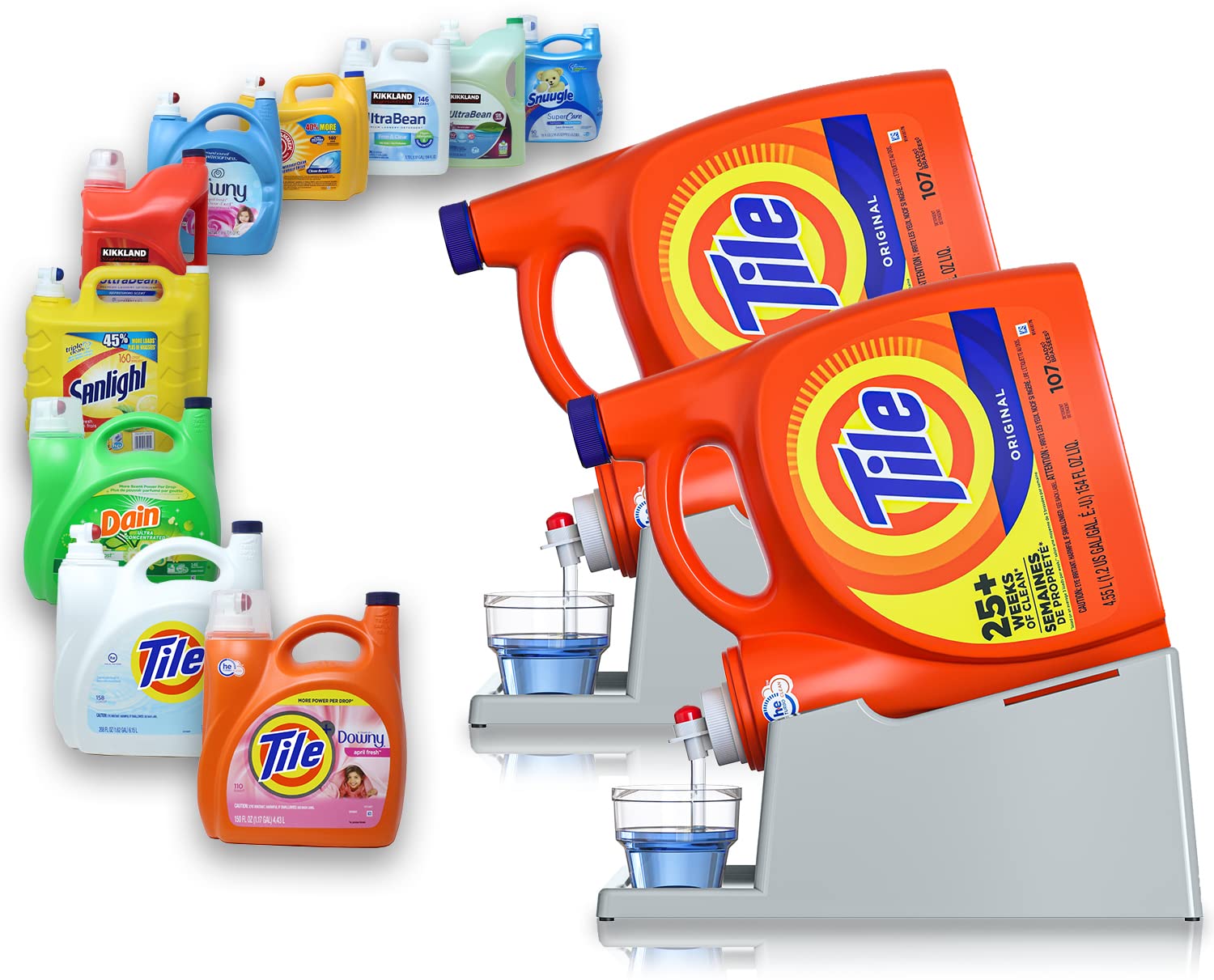 Laundry Detergent Stand & Drip Tray — Set of 2