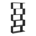 5-Tier Bookshelf & Tall Display Shelf — Freestanding Room Divider with Anti-Tip Kit (Ebony Black, 62.6" Tall)