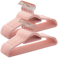 Slim Velvet Hangers with Tie Bar — 50 Pack (Pink)