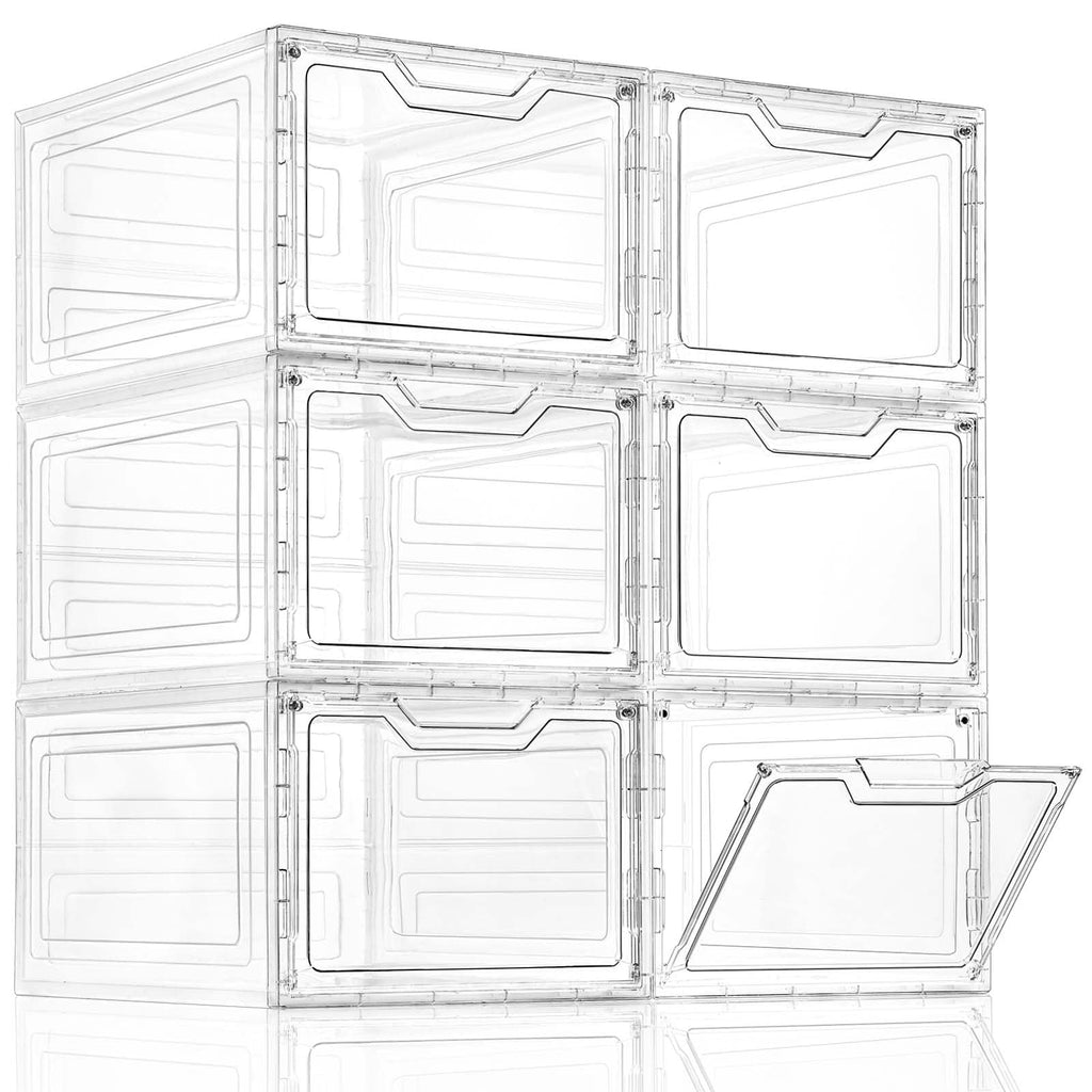 Clear Magnetic Storage Boxes with Lids — Set of 6