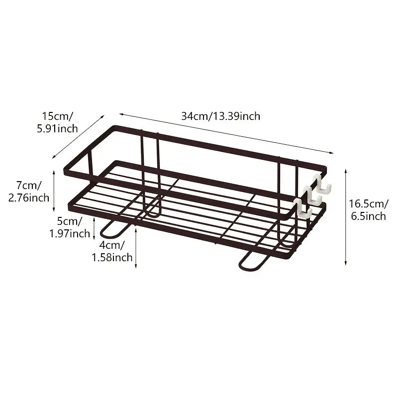 Durable Iron Bathroom Storage Rack with Towel Hook