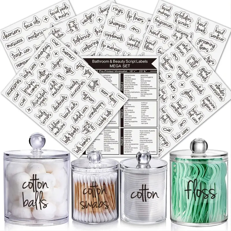 Waterproof Bathroom Organization Labels — 149 Piece Set