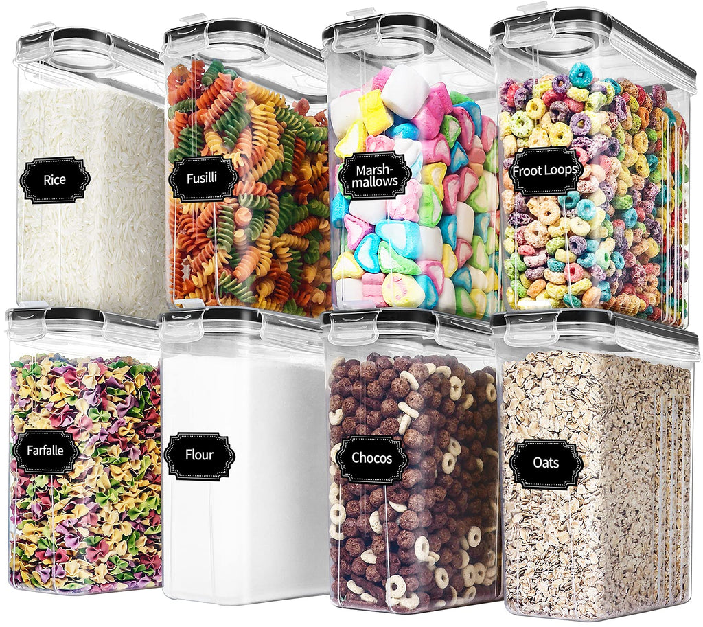 8-Piece Airtight Cereal & Pantry Canister Set with Labels & Marker (85 oz, BPA-Free)