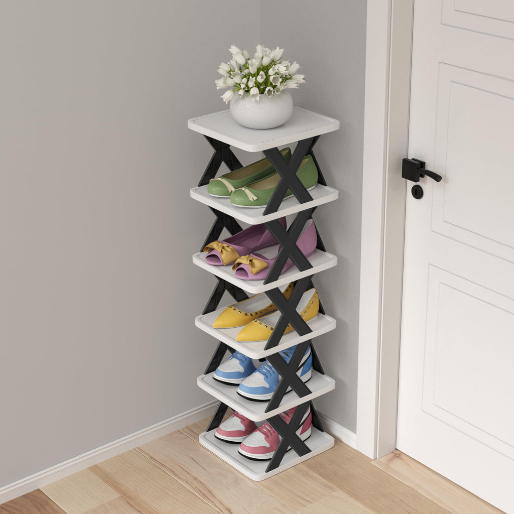 6-Tier Stackable Shoe Rack | Slim Vertical Organizer for Entryway & Closet