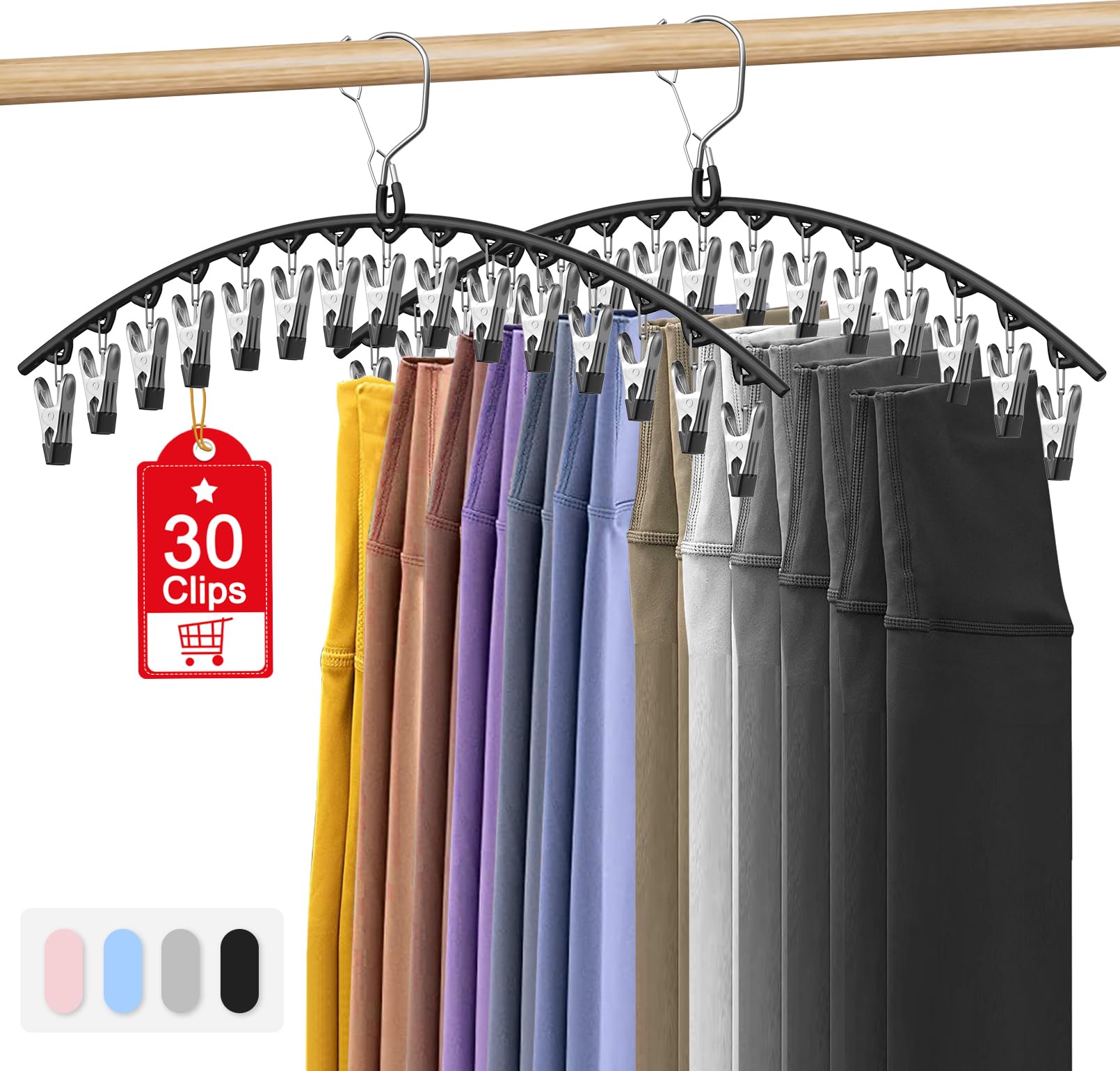 15-Clip Pants & Legging Hanger — 2 Pack