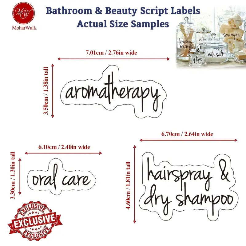 Waterproof Bathroom Organization Labels — 149 Piece Set