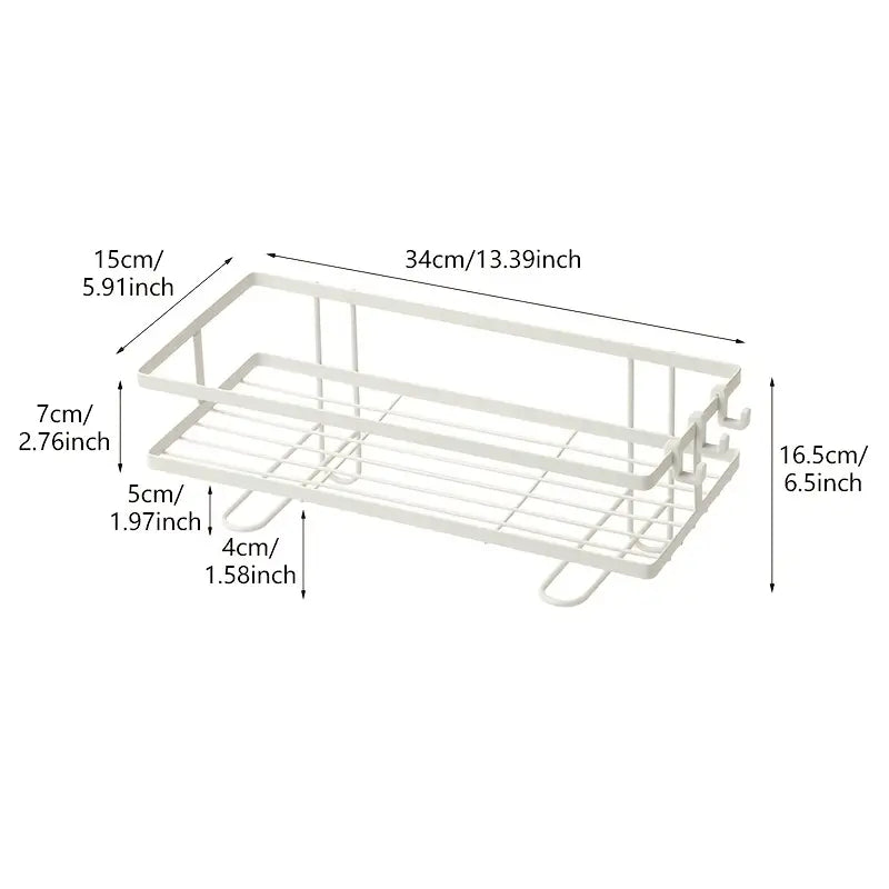 Durable Iron Bathroom Storage Rack with Towel Hook