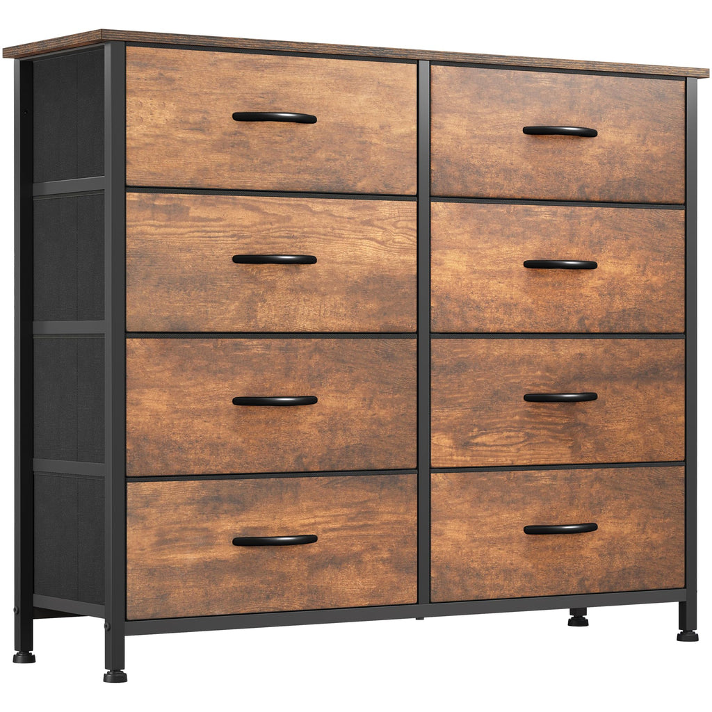 8-Drawer Fabric Dresser & Storage Tower — Steel Frame, Wood Top & Easy-Pull Bins (39" Wide)