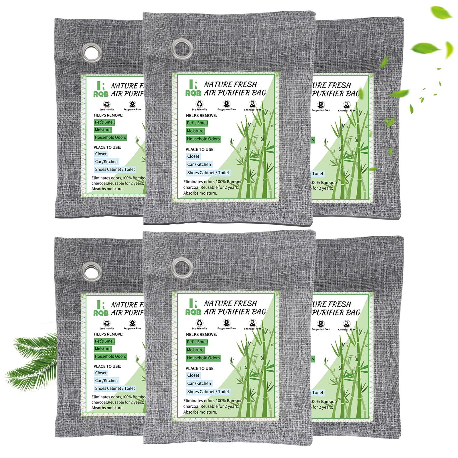Bamboo Charcoal Air Purifying Bags — 6 Pack