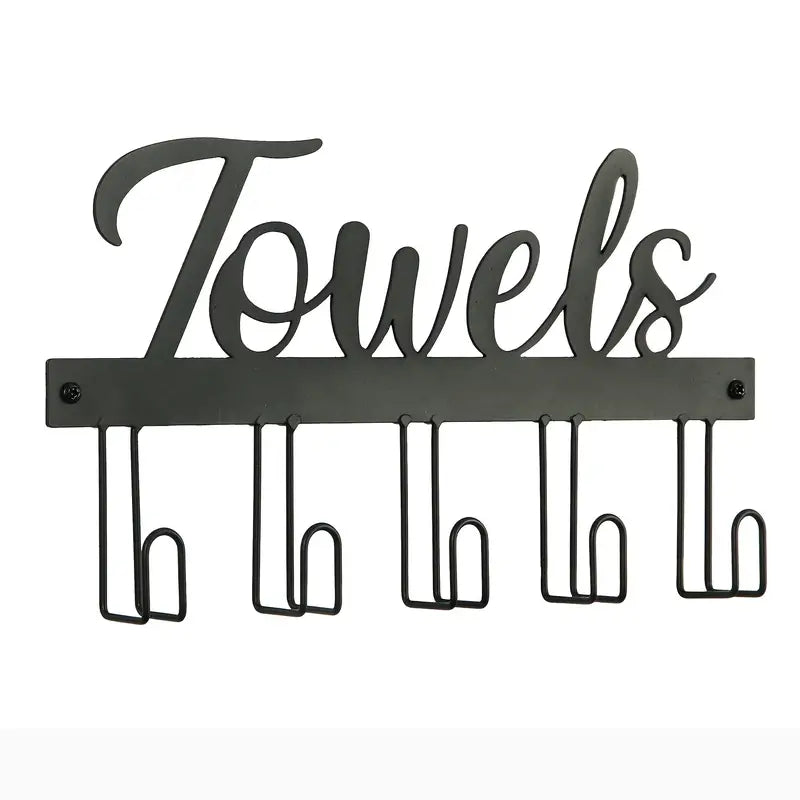 Bathroom Wall Towel Rack with 5 Hooks and Hanger
