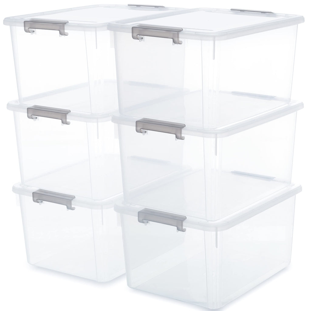 Clear Stackable Storage Bins with Lids — Set of 6