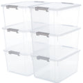 Clear Stackable Storage Bins with Lids — Set of 6