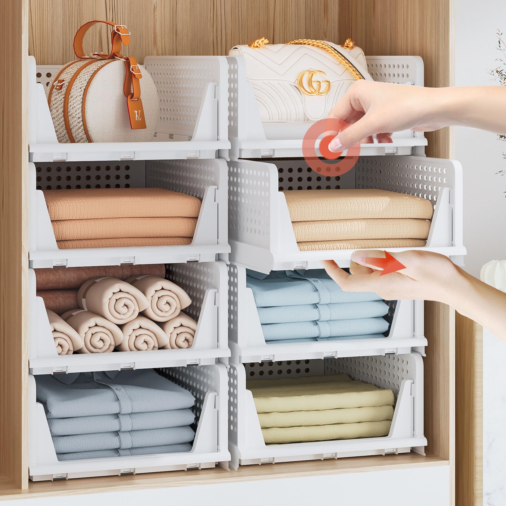Stackable Foldable Closet Storage Bins — 5 Pack