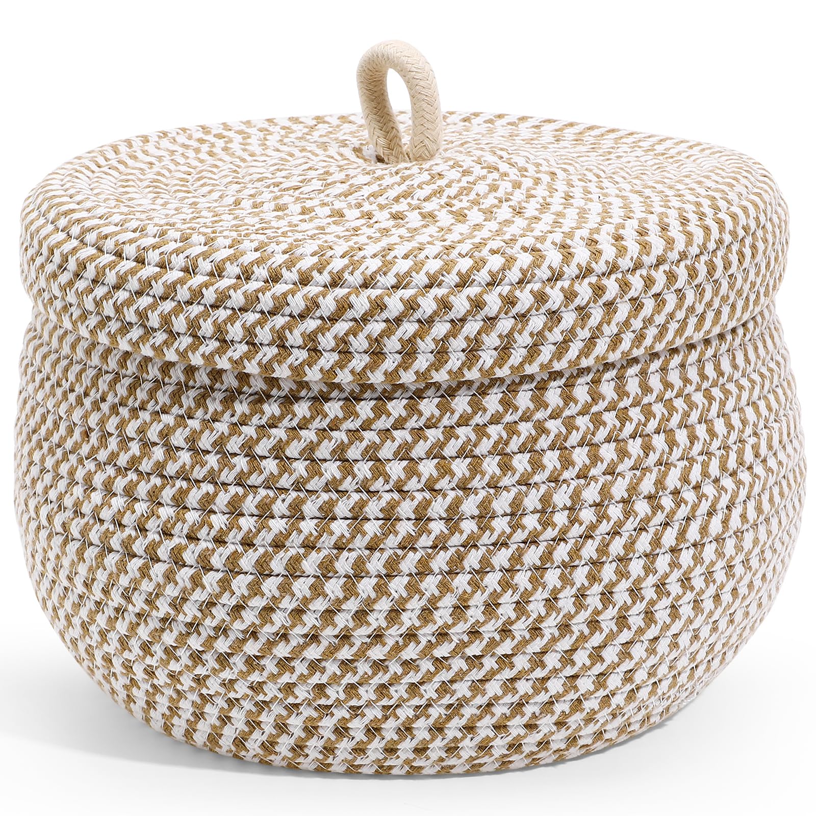 Round Cotton Rope Storage Basket with Lid