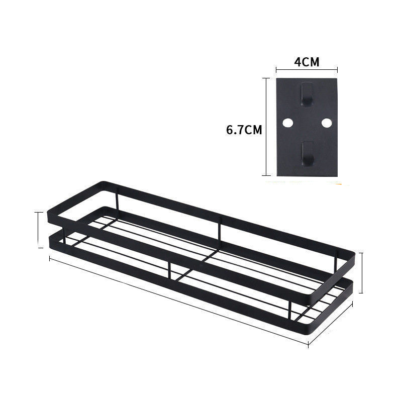 Wall-Mounted Spice Rack | Punch-Free Carbon Steel Kitchen Organizer (20–50cm)