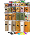 28-Piece Airtight Food Storage Container Set with Labels, Spoons & Lids (BPA-Free, Clear)