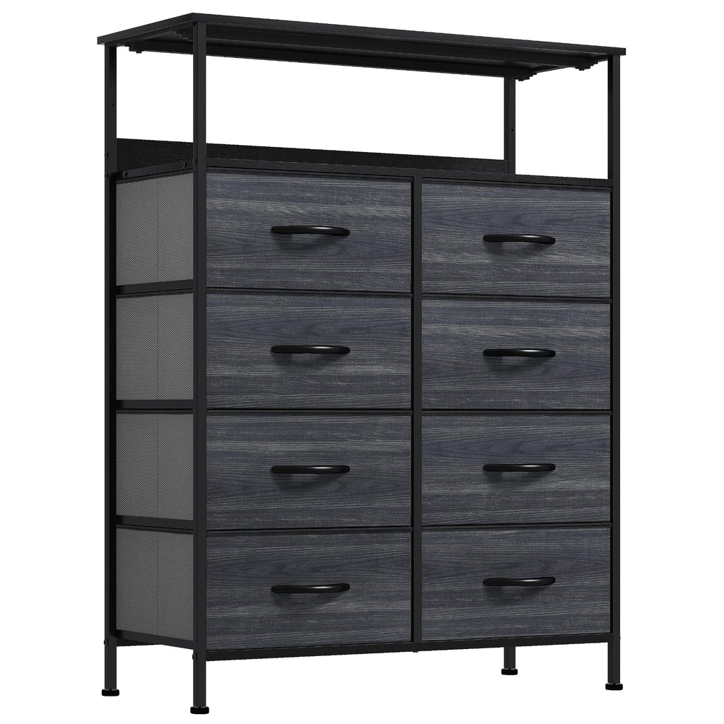 8-Drawer Fabric Dresser with Shelves & Wooden Top — Bedroom & Closet Storage (31.5" Wide)