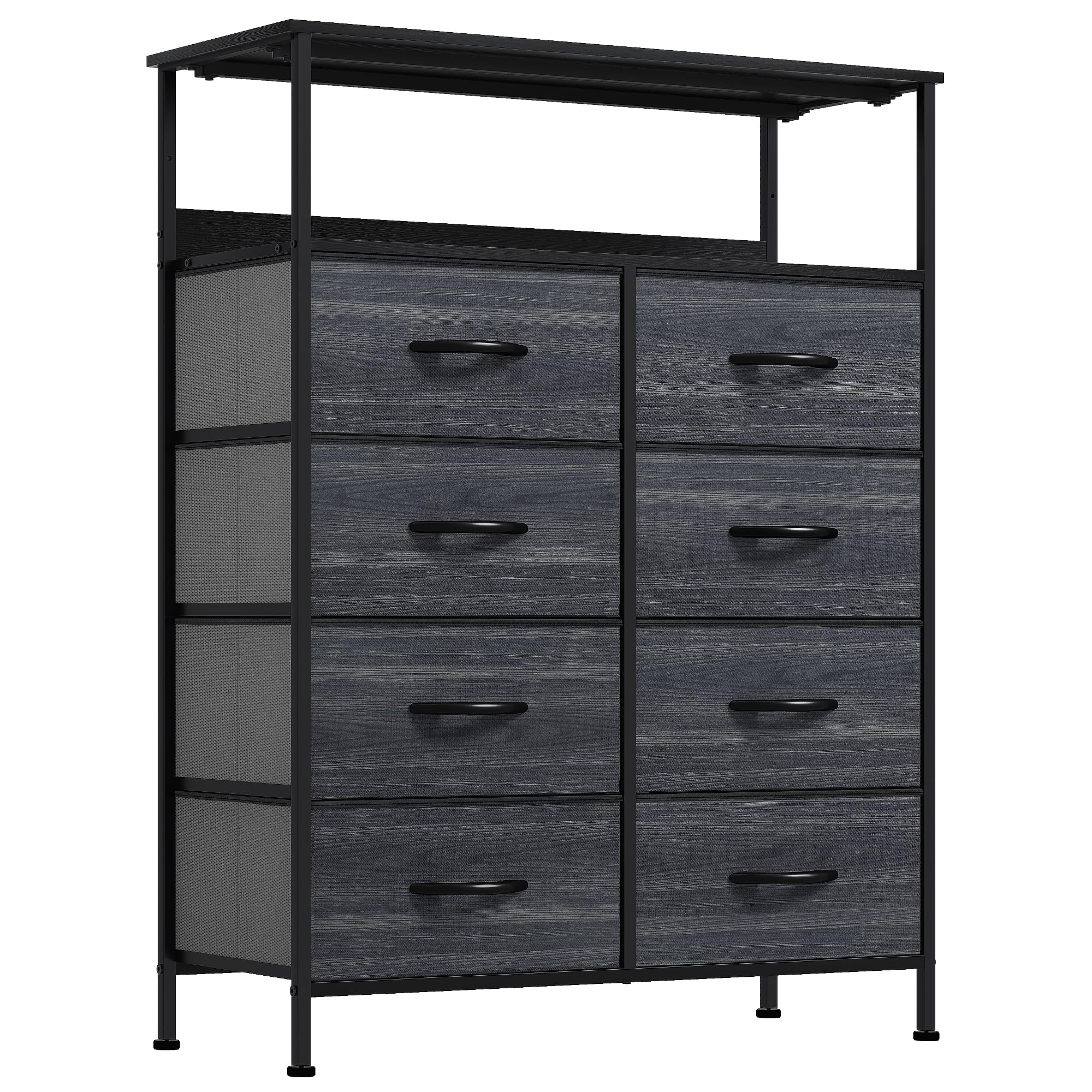 8-Drawer Fabric Dresser with Shelves & Wooden Top — Bedroom & Closet Storage (31.5" Wide)