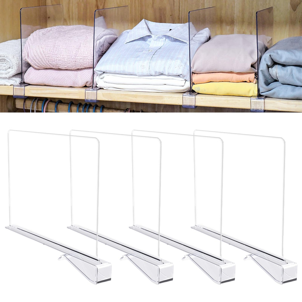 Acrylic Closet Shelf Dividers — 4 Pack