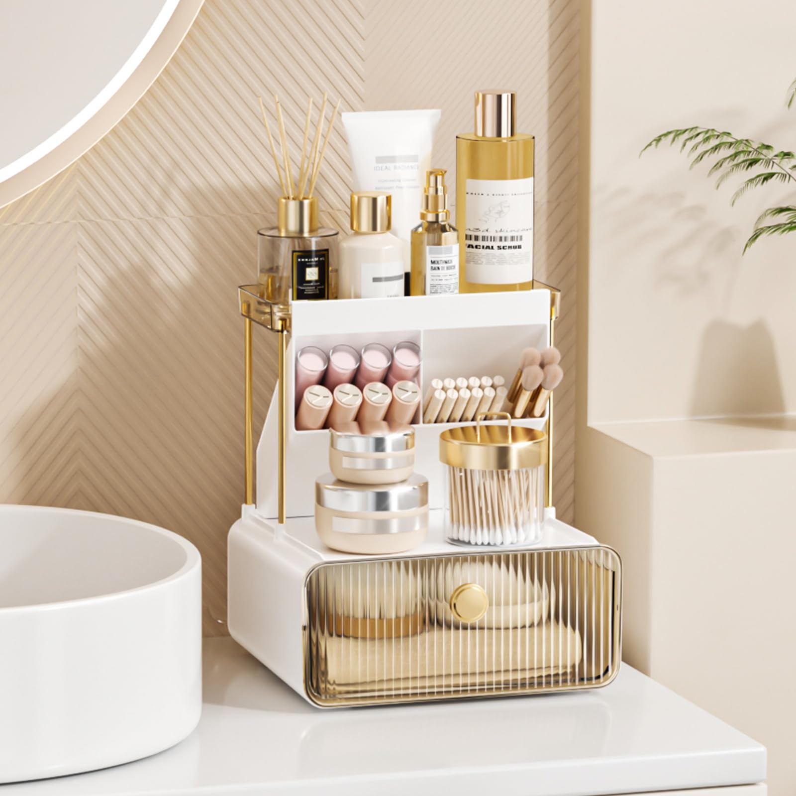 2-Tier Countertop Beauty Organizer — Amber