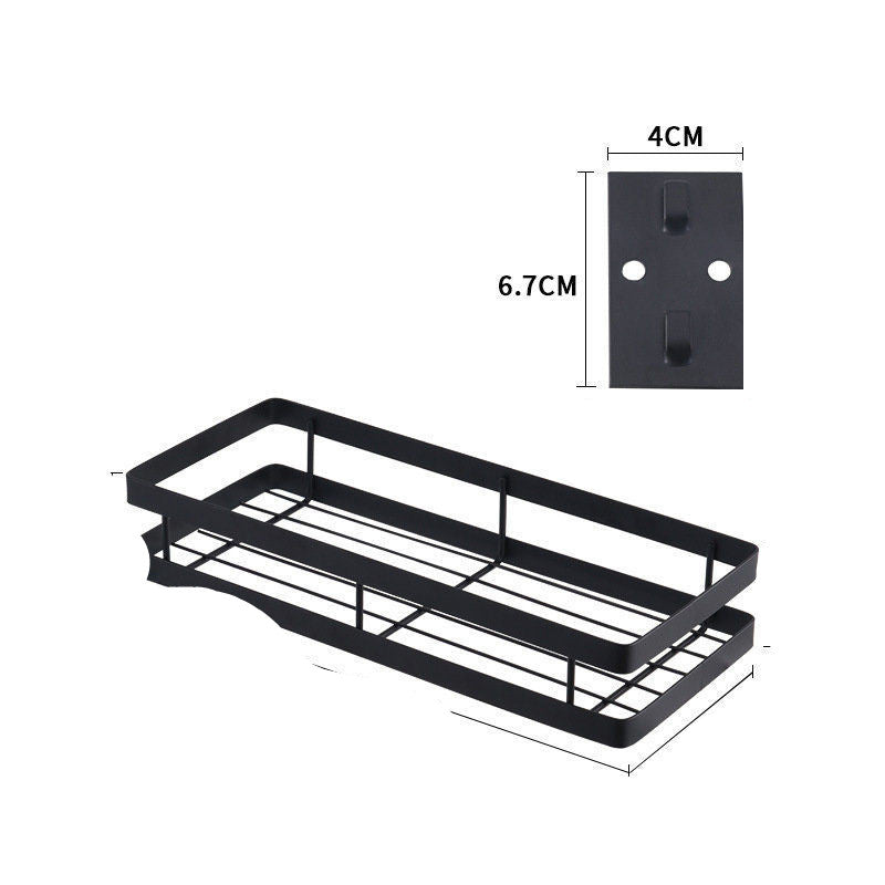 Wall-Mounted Spice Rack | Punch-Free Carbon Steel Kitchen Organizer (20–50cm)