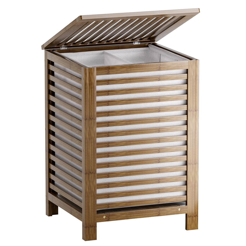 Bamboo Double Laundry Hamper with Lid