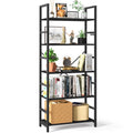 5-Tier Industrial Tall Bookshelf — 62" Modern Bookcase & Display Shelf for Bedroom, Office & Living Room (Black)