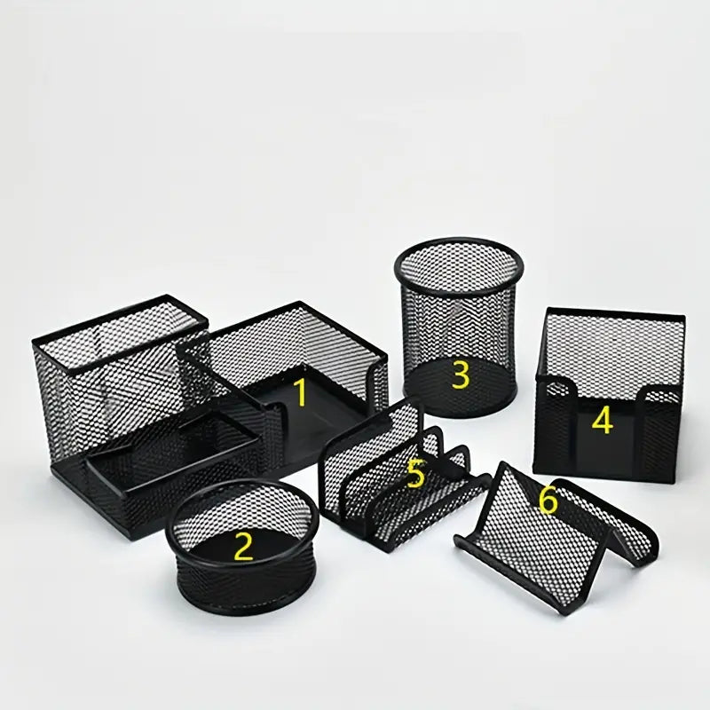 6-Piece Iron Mesh Desk Organizer Set