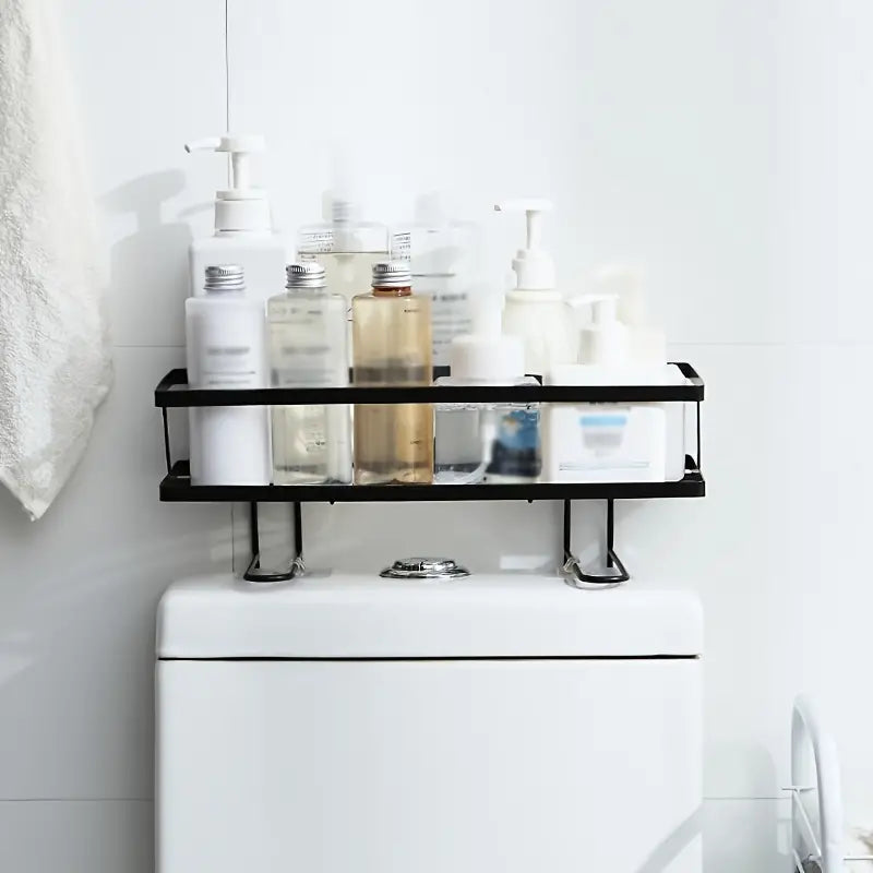Durable Iron Bathroom Storage Rack with Towel Hook