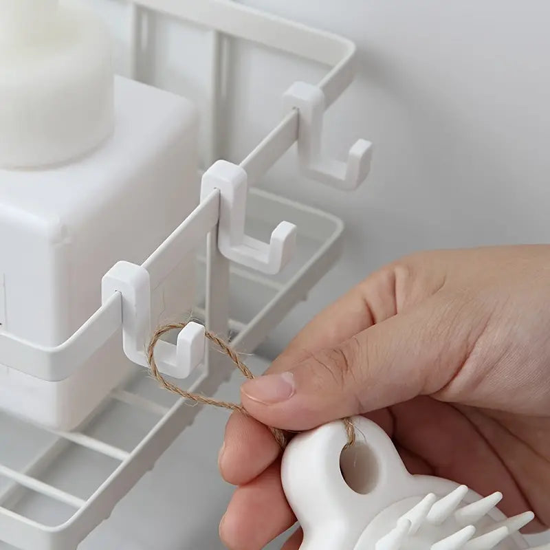 Durable Iron Bathroom Storage Rack with Towel Hook