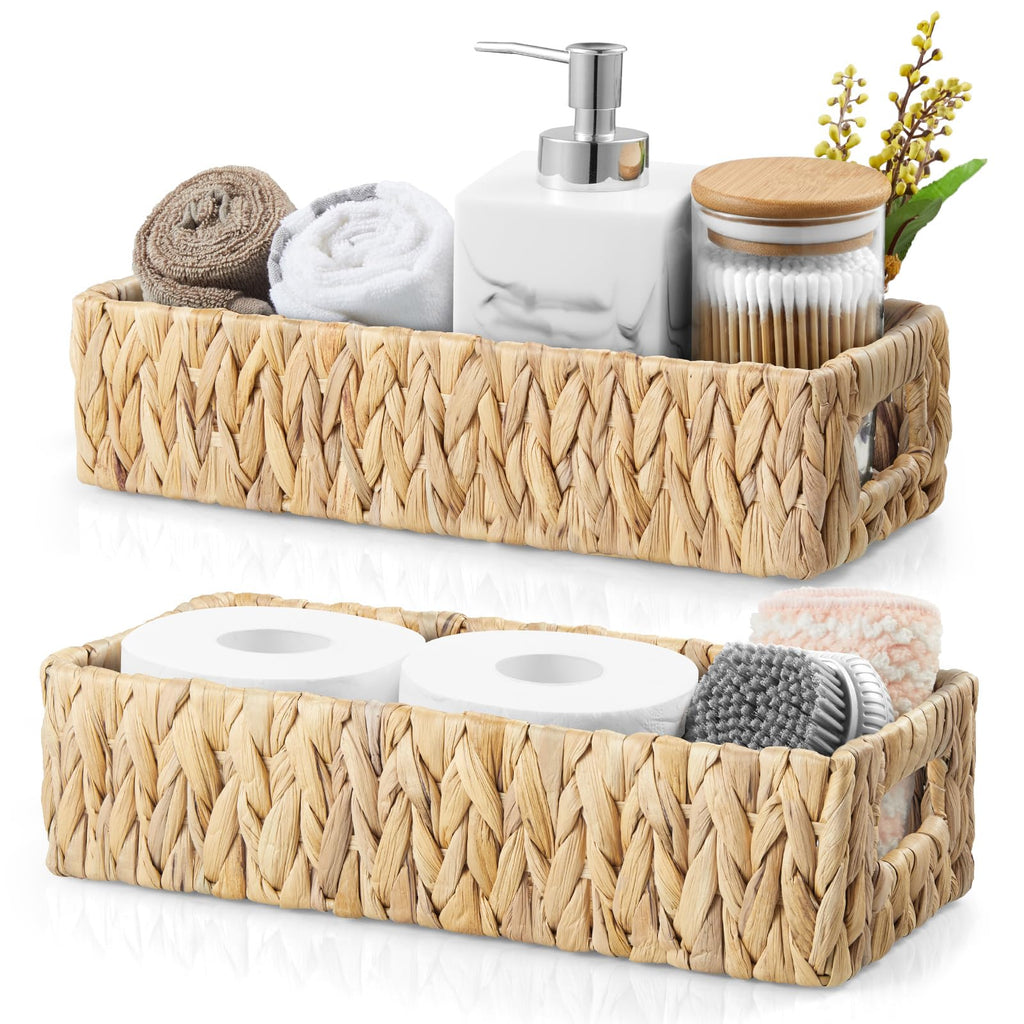 Wicker Bathroom Organizer Baskets — Set of 2